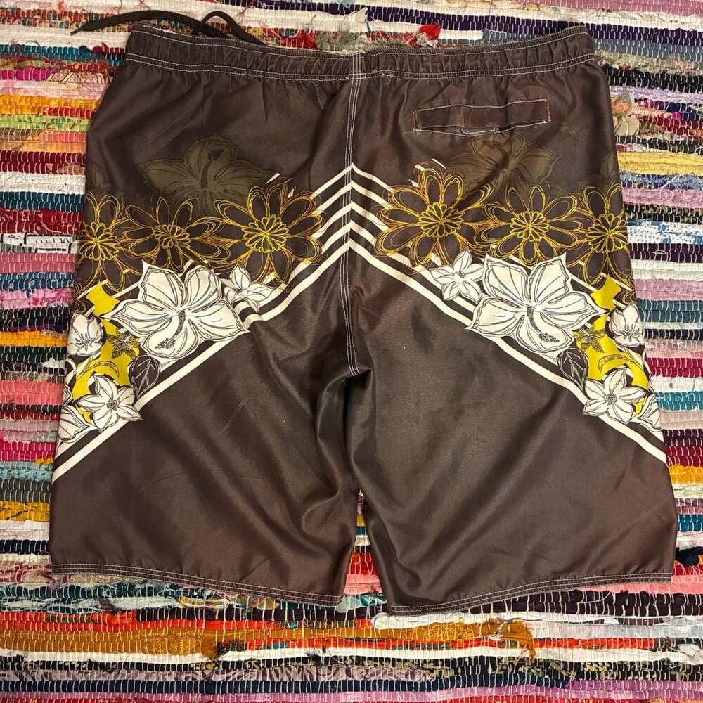 Point Zero Brown Floral Tropical Board Shorts Men's Size XL